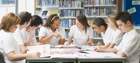  students in library